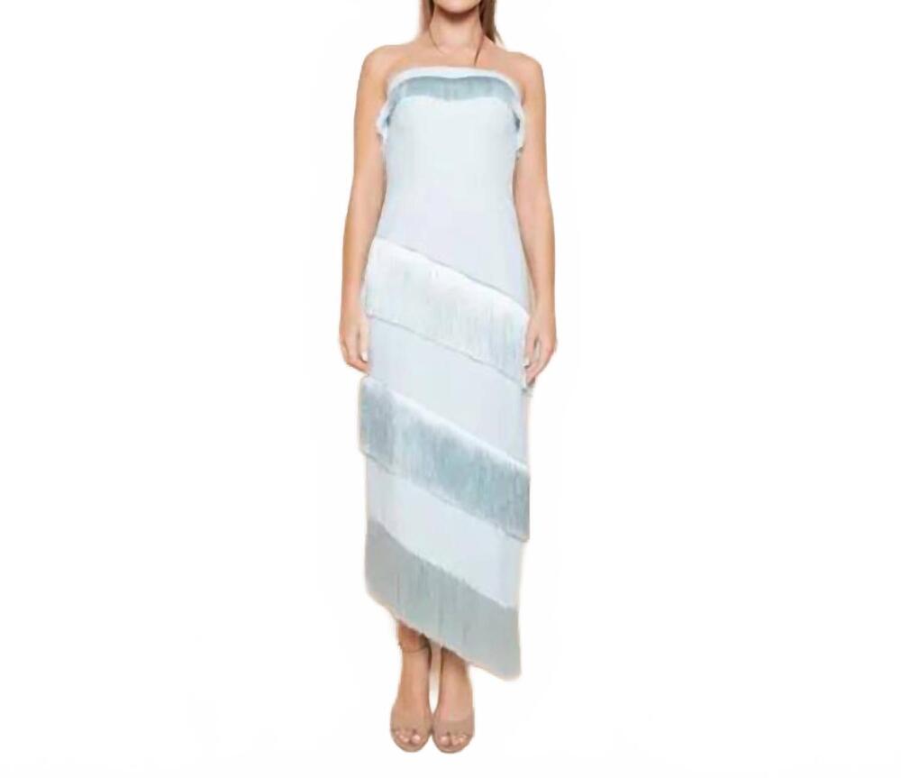 NEW MINT strapless tier fringe midi dress in mint